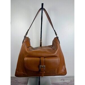 COACH F29881 Charlie Brown Leather Hobo Shoulder Handbag Front Flap Buckle Purse